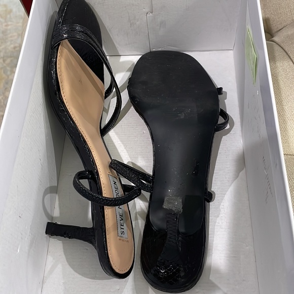 Steve Madden Loft Black Snake Strappy Heeled Sandal - Picture 5 of 5